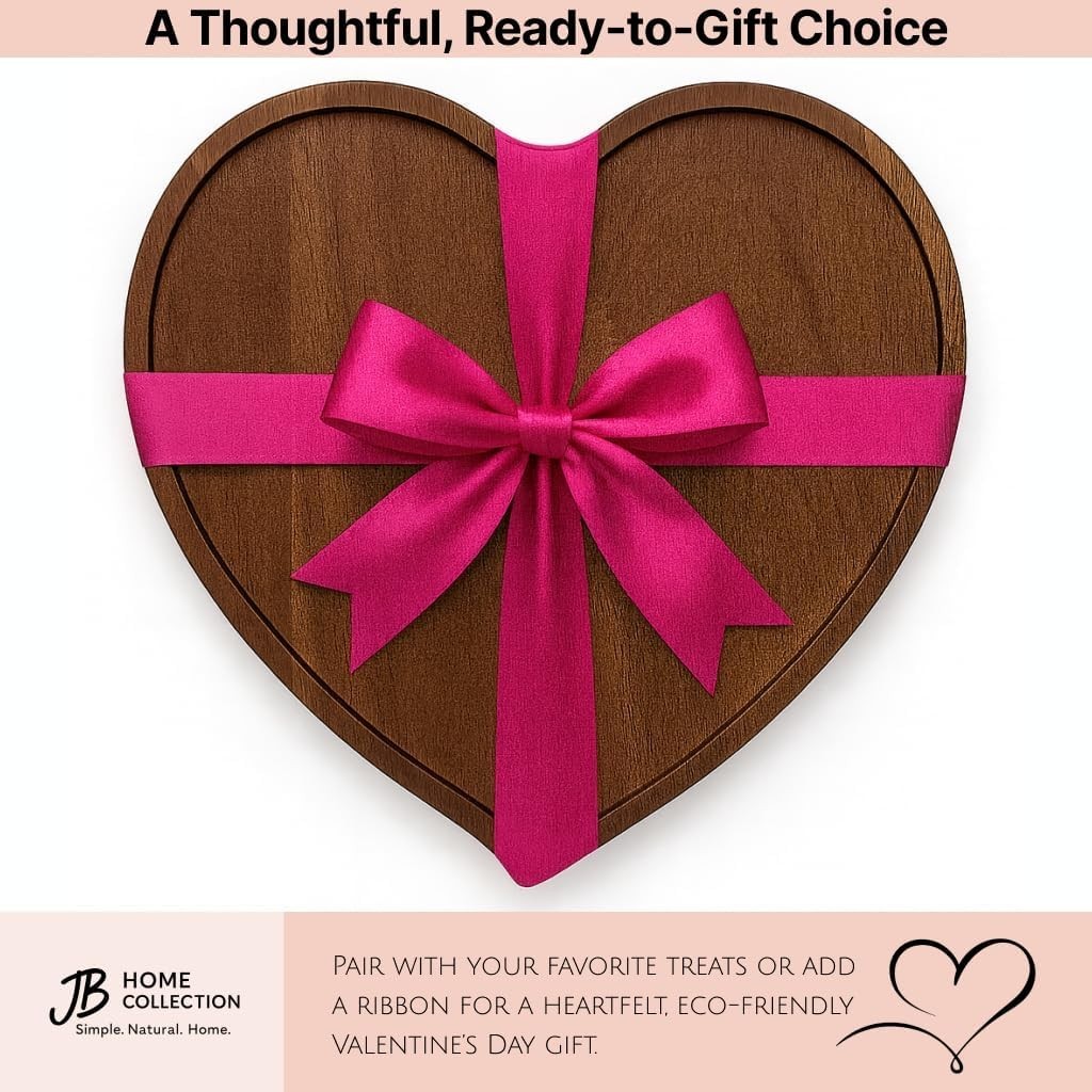 Acacia Wood Heart Shape Plate Romantic Wedding Serving Tray for Snack Cake Fr...