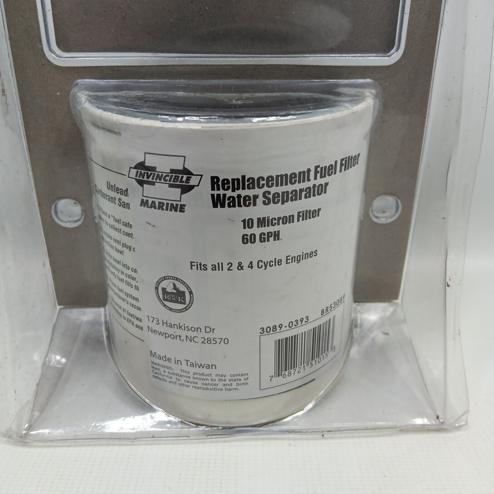 Invincible Fuel Filter Water Separator 10micron BR53089 Torn Packaging