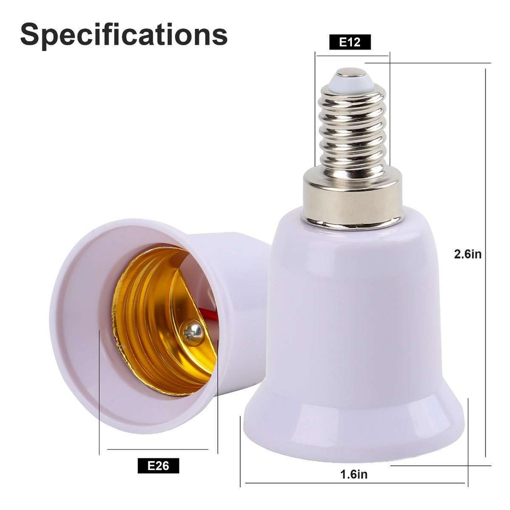 10pc E12 to E26/E27 Light Bulb Socket Adapter Standard Base Chandelier Converter