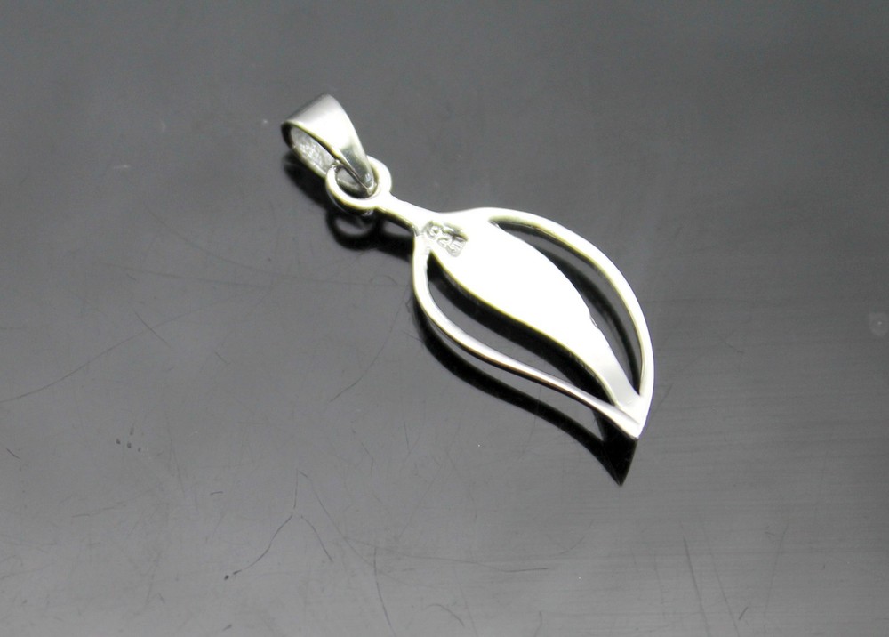 CUTE LEAFLET ABALONE INLAY STERLING SILVER SMALL PENDANT