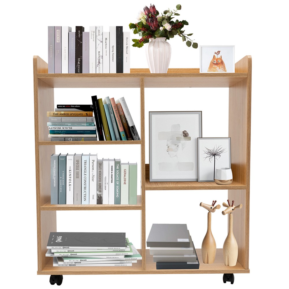 Filing Cabinet, Storage Shelf, Mobile Printer Stand Rubberwood