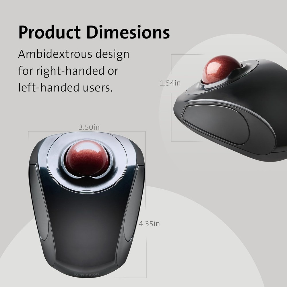 Orbit Wireless Trackball Mouse - Touch Scroll, Optical, Ambidextrous, 2.4GHz