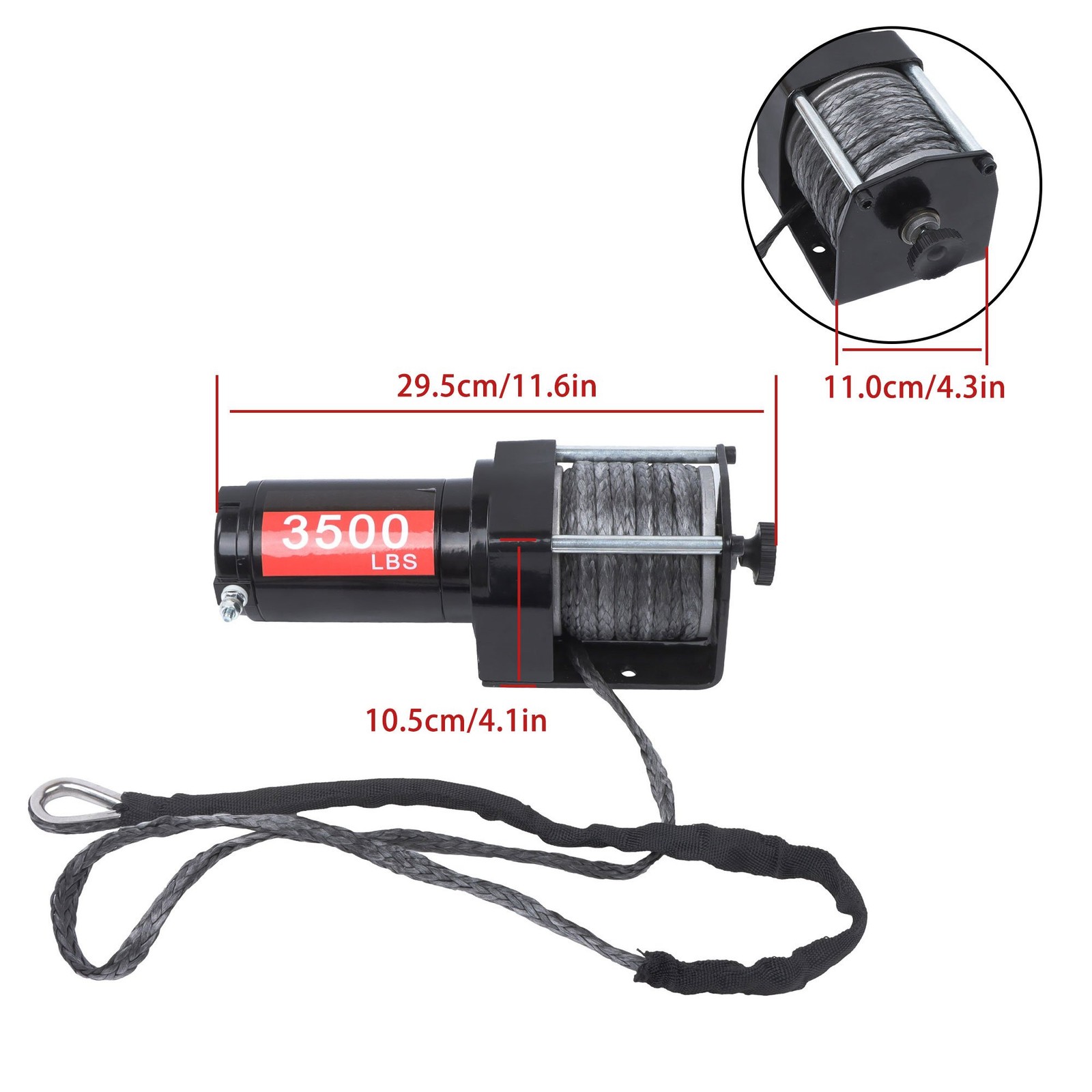 3500 lbs Synthetic Rope Electric Power Winch Kit Wireless & Wired Remote Control