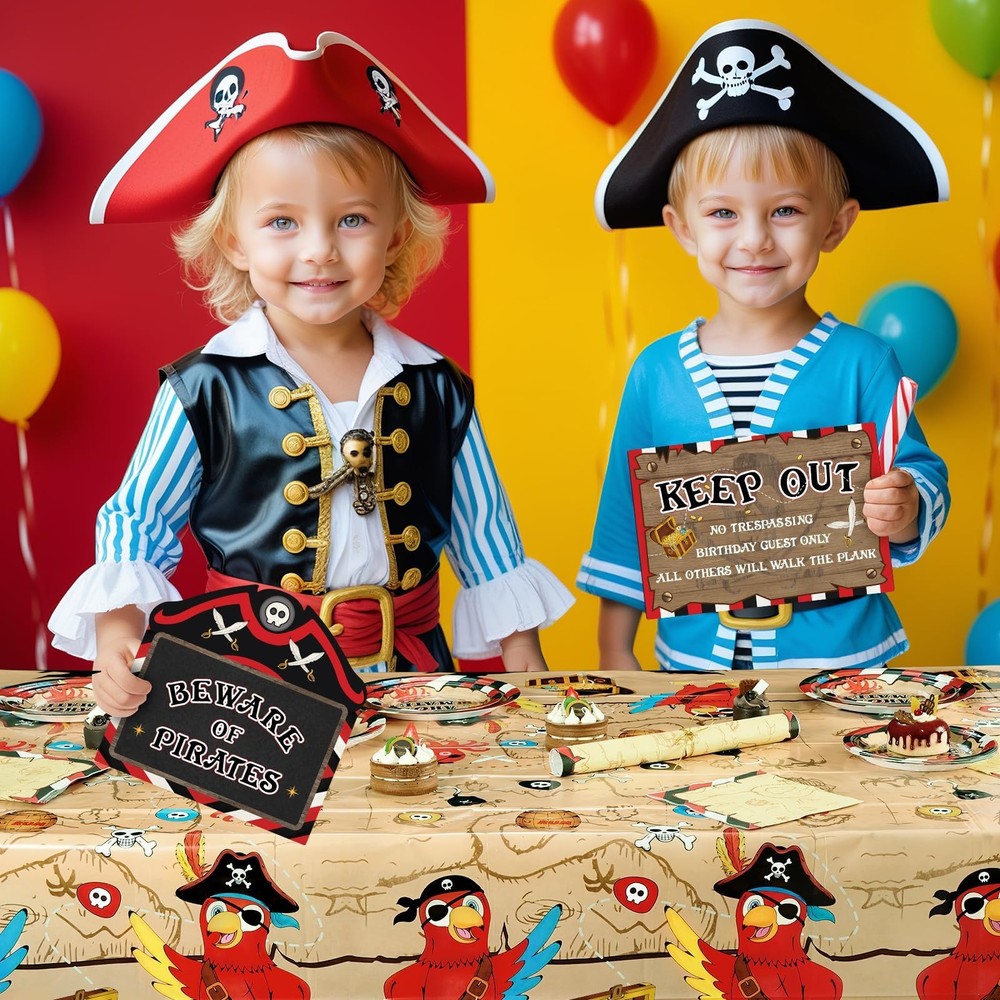 WERNNSAI Pirate Party Tablecloth - 1 Pack 108" x 54" (Rectangular), Brown 1pc