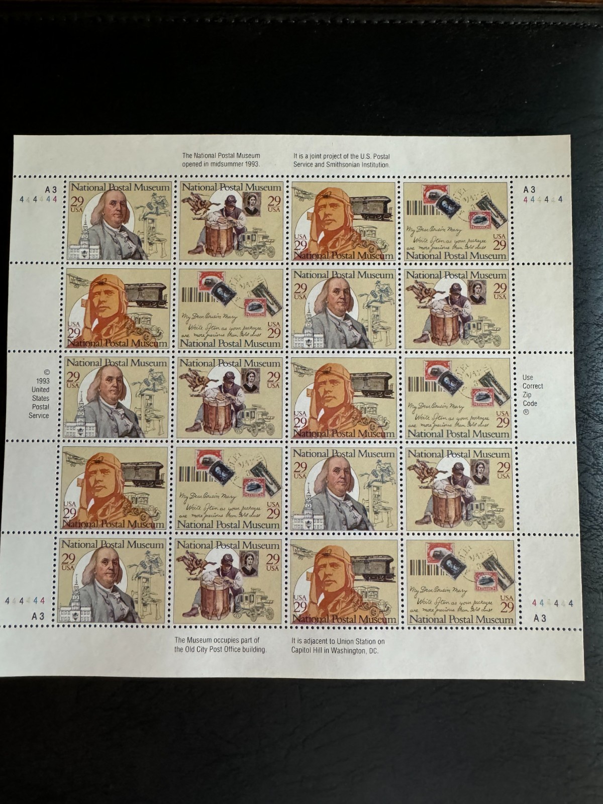 Scott #2779-2782 National Postal Museum Sheet of 20 29¢ Stamps (1993)