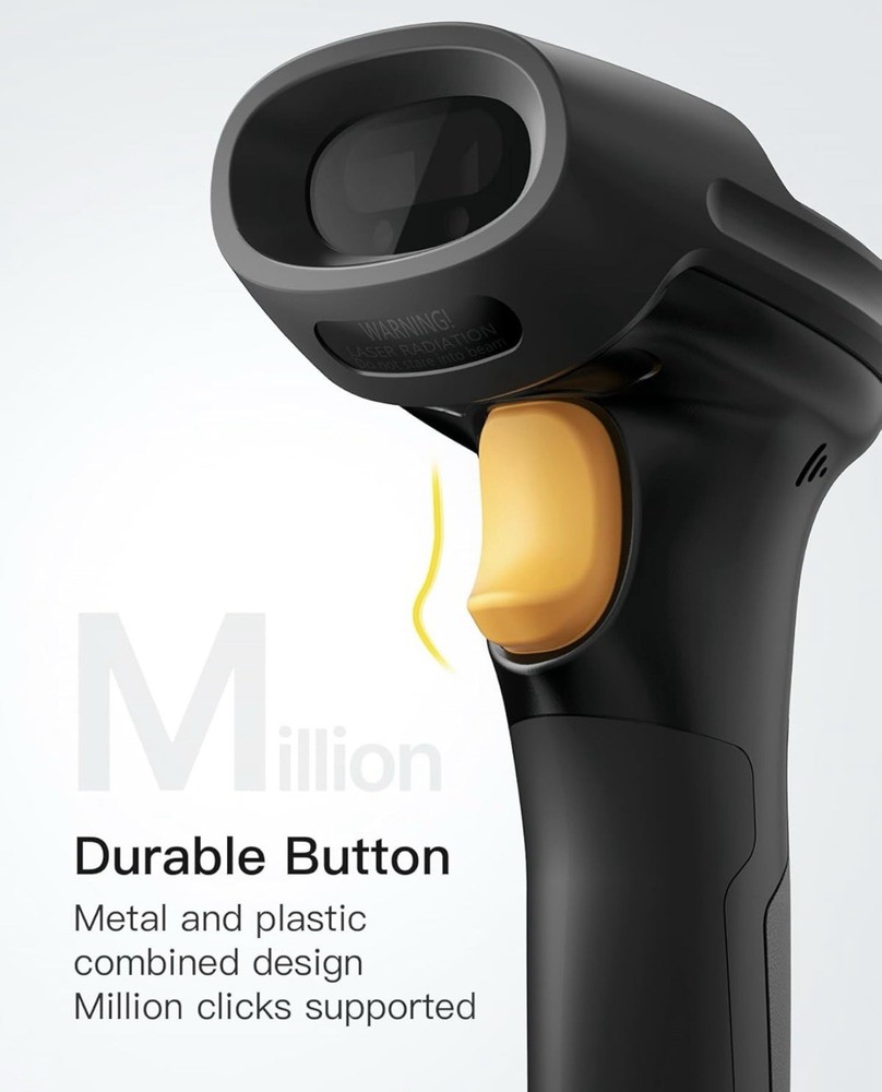 Inateck BCST-60 Barcode Scanner Wireless Reader Gun 2.4GHz Automatic Scanning