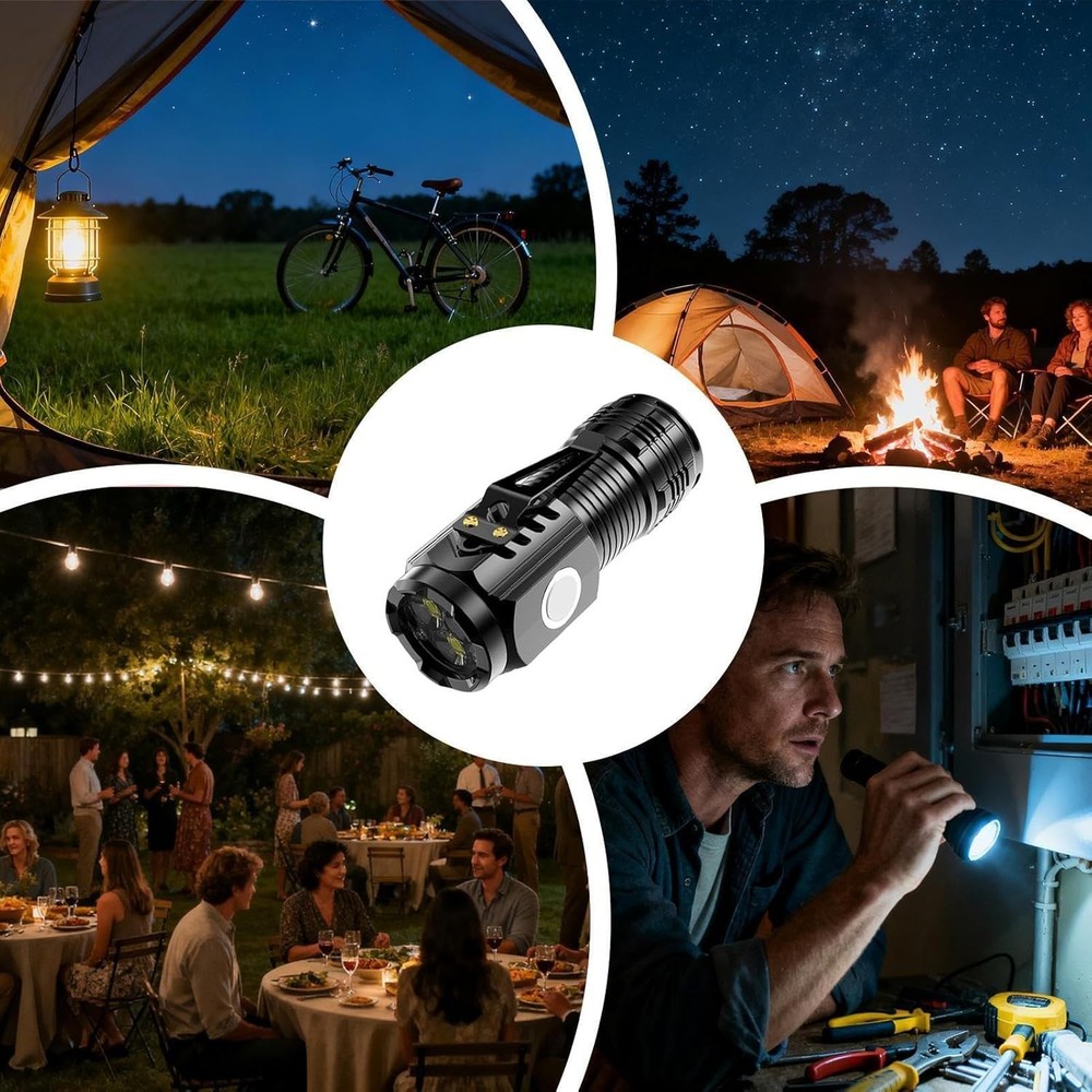 5 Pack Mini LED Flashlight - Rechargeable Waterproof Magnetic Base Night Use