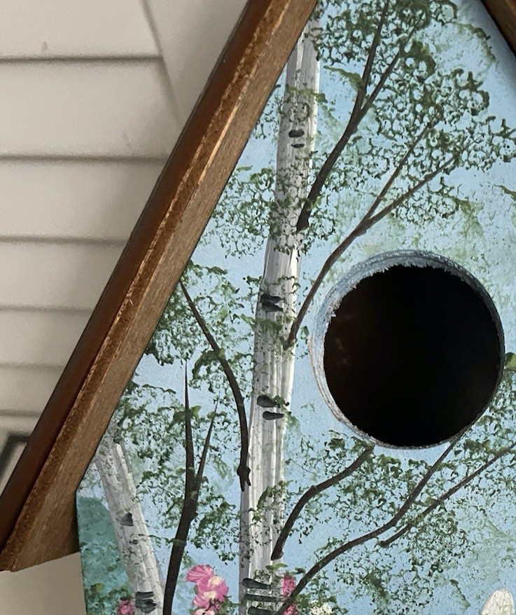 Vtg Hand Painted Birdhouse Copper Roof Polly's Perch similar 'The Art Dept' 1996