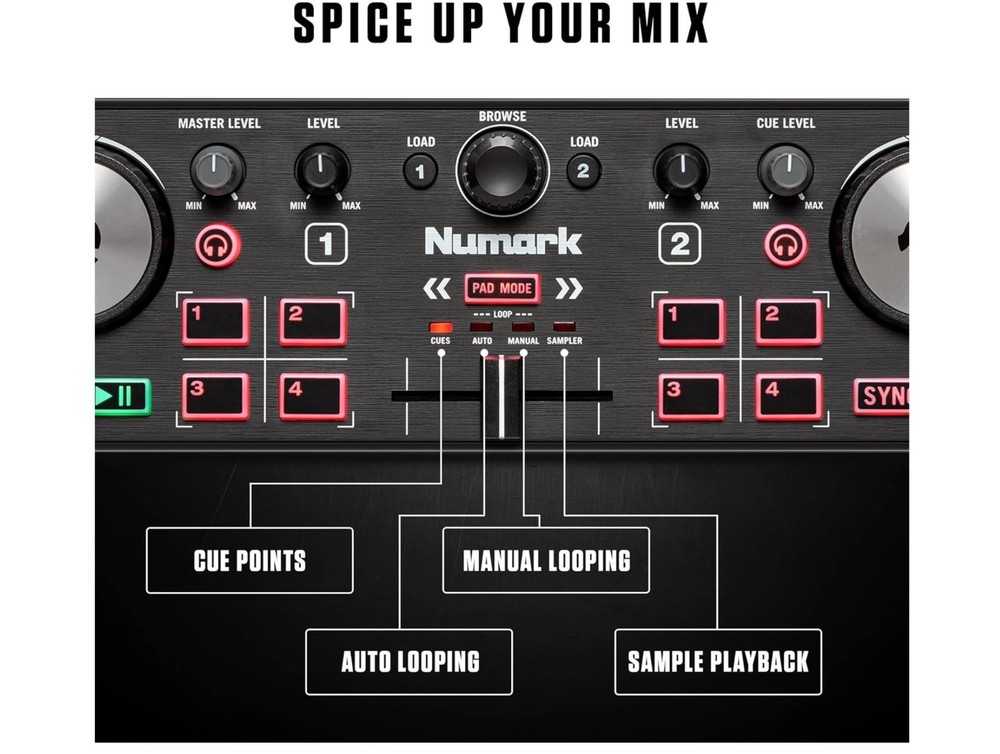 Numark DJ2GO2 Touch Pocket Double Deck DJ Controller - Black