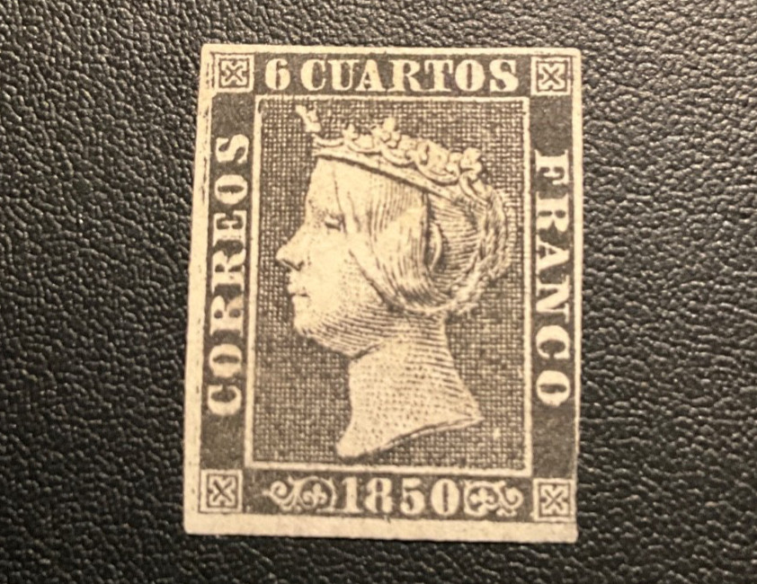 Spain Scott #1b, Type II hinged