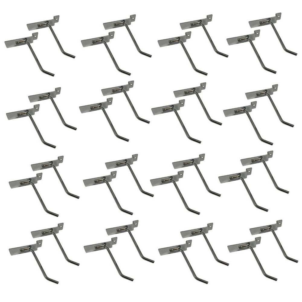 4" Slatwall Hook Panel Display Hooks, 1/4" Thickness Metal, Chrome - PACK 12