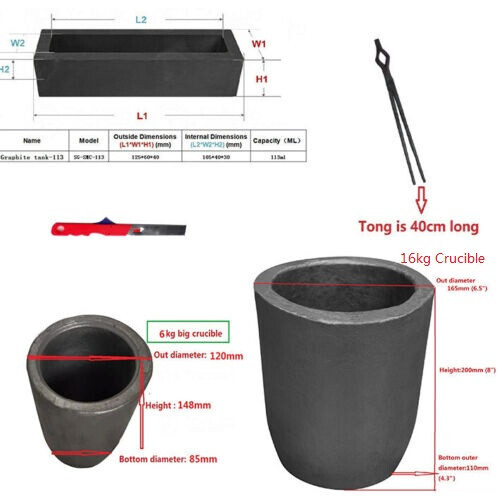 16KG Large Gas Metal Melting Furnace Smelting Kit with 2 Crucibles Casting Tools
