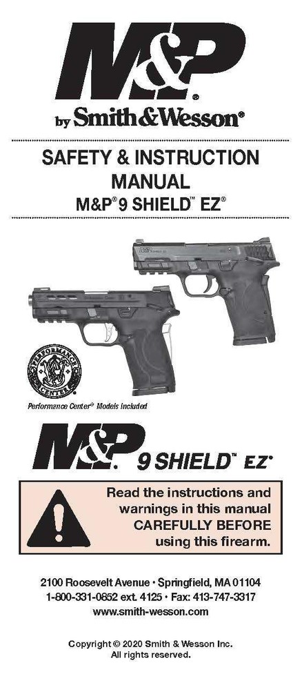 SMITH & WESSON M&P 9 Shield EZ Safety & Instruction Manual (48 pg)