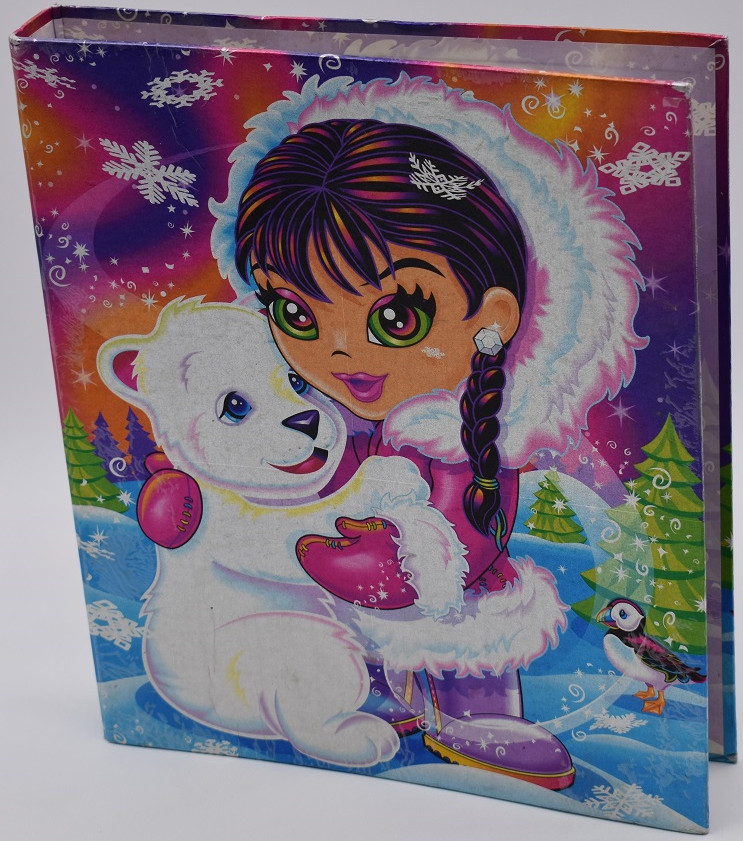 Vintage Y2K Lisa Frank Eskimo Girl Polar Bear Glitter Prism 3 ring Binder