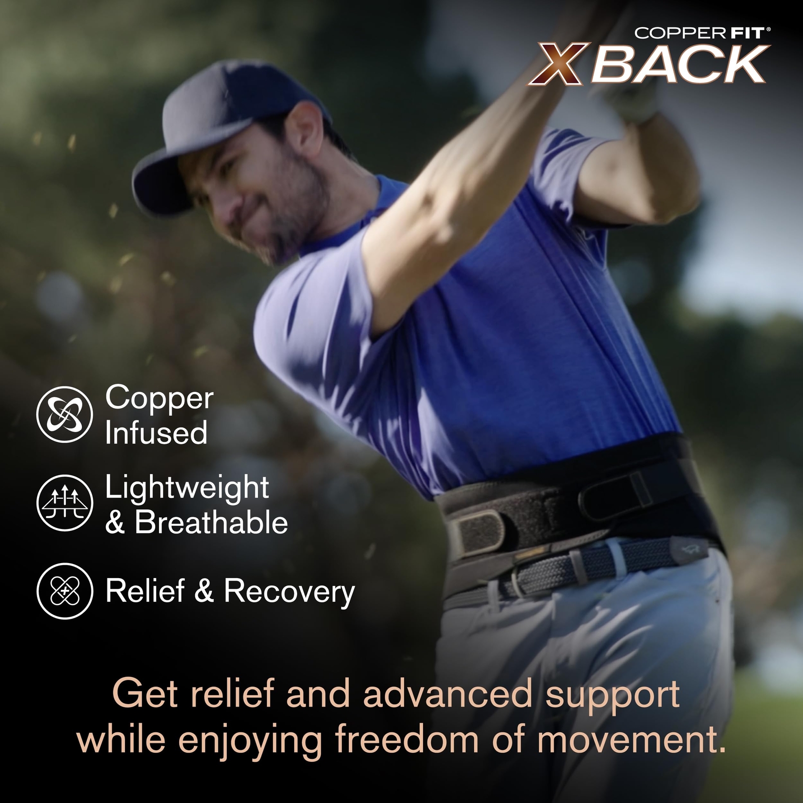 Copper Fit X-Back Brace for Lower Back Pain, Lumbar Support (Small/Medium)