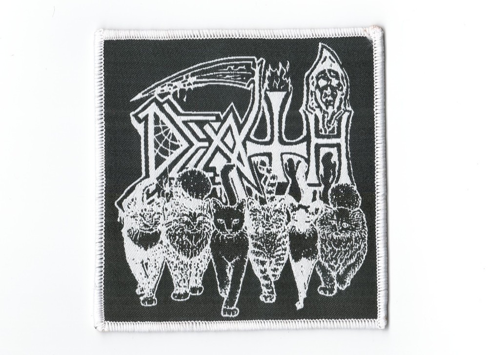 DEATH,SEW ON WHITE BORDER WOVEN PATCH