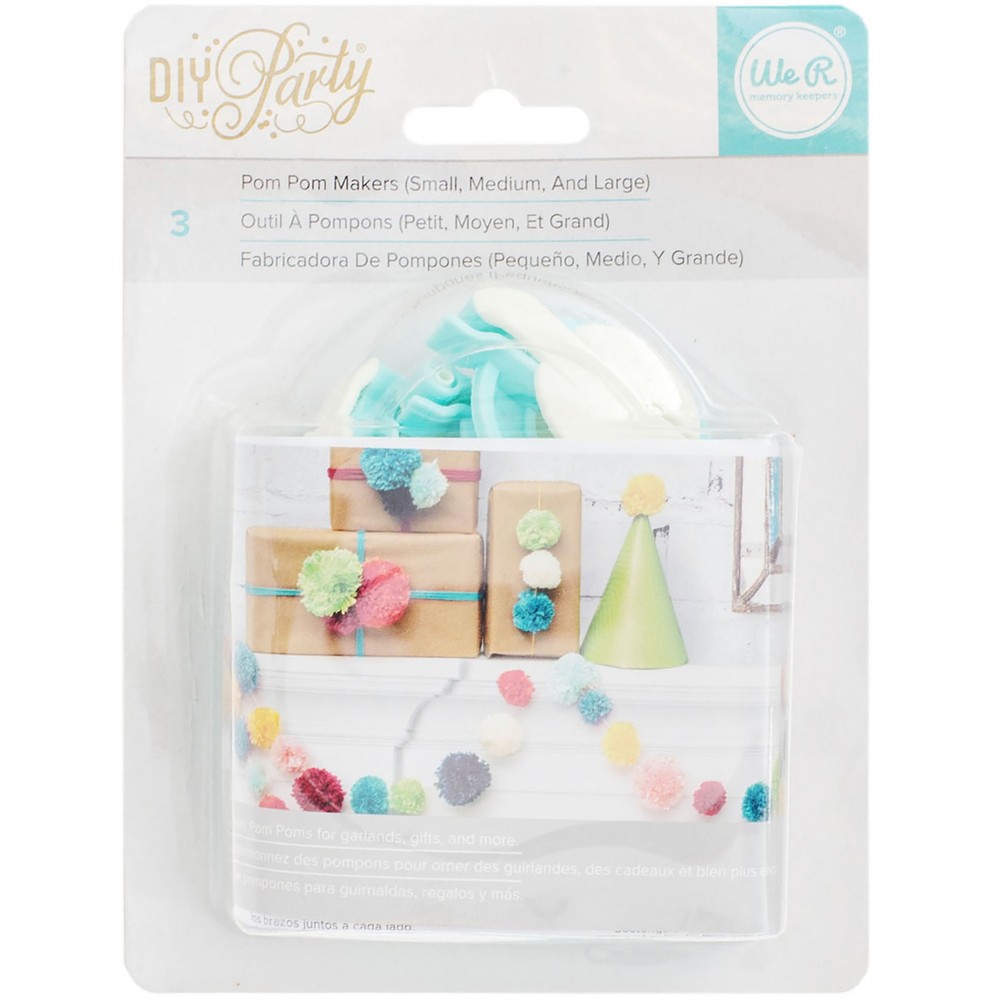 We R DIY Party Pom Pom Maker 3/Pkg-Small, Medium & Large - 2 Pack