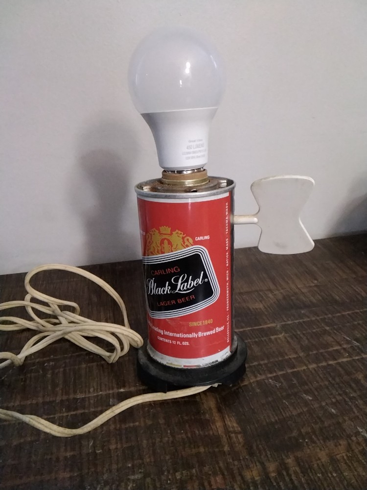 Vintage Black Label Beer Table Lamp *Works*