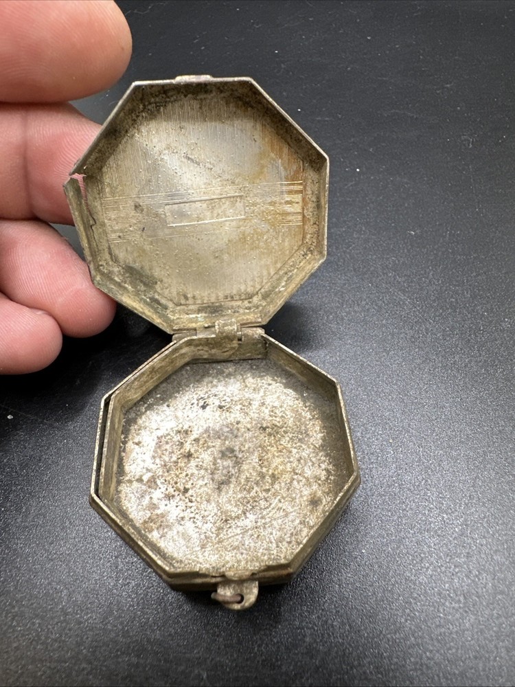 Antique Silver Plated Small Chained Container!!