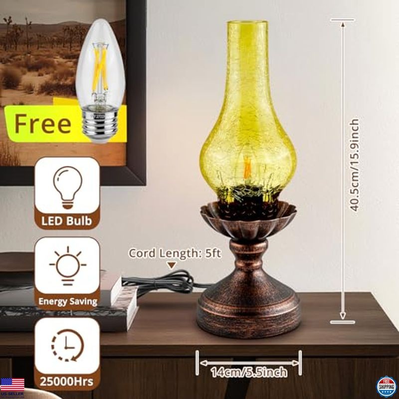 Charming Touch Control Vintage Table Lamp | 3-Way Dimmable Rustic Amber Shade