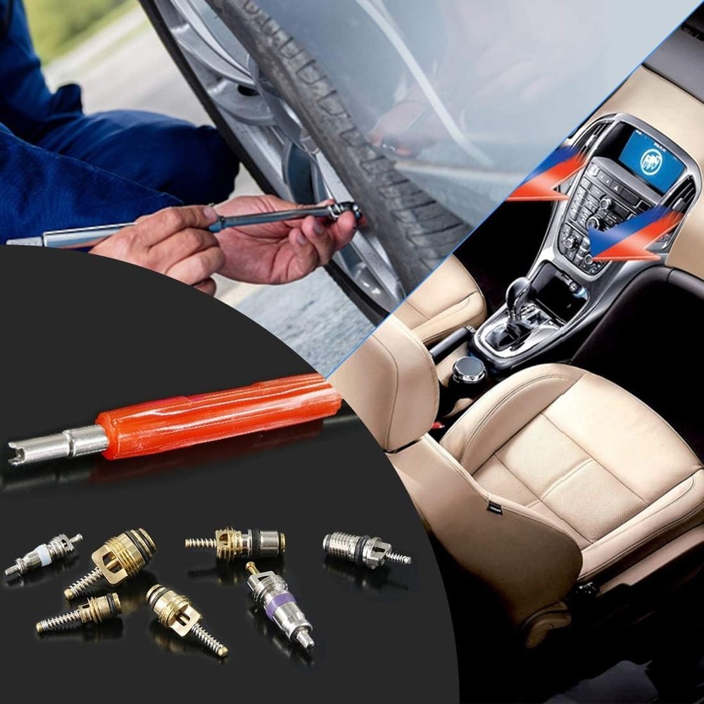 Comprehensive 40-Pc Schrader Valve Core Kit with Double Head Installer Tool