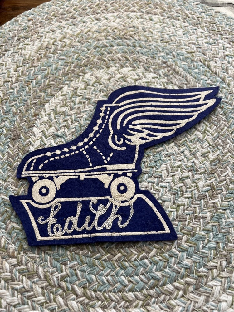 Vintage Felt Patch - Roller Rink  Roller Skating Personalized Edith