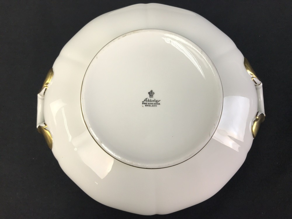 Adderley SANDRINGHAM Covered Handled Vegetable Dish Bowl Gold Trim