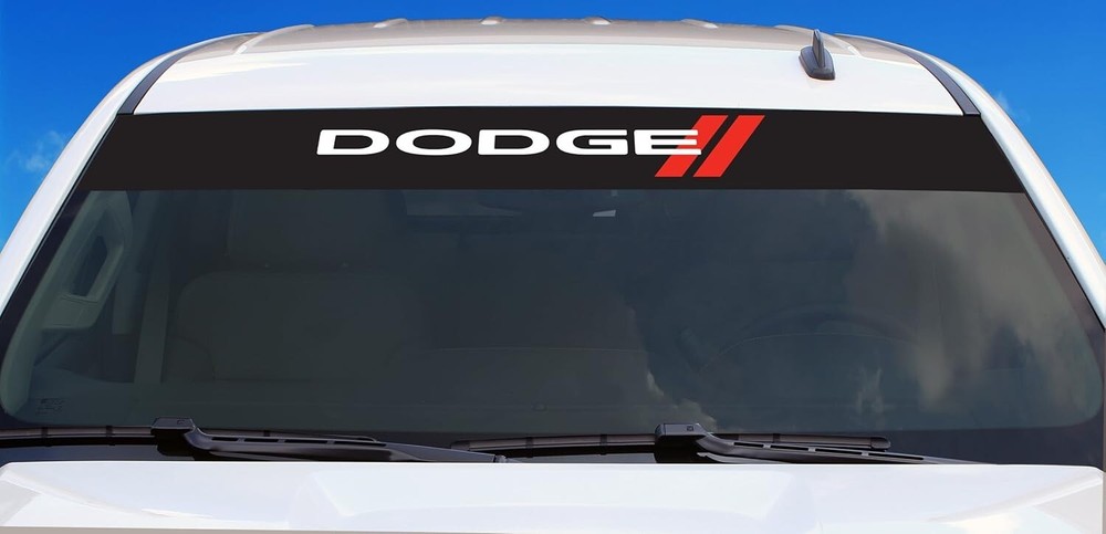 Dodge Red Stripes Sunshade Windshield Decal 36" x 5" adhesive application