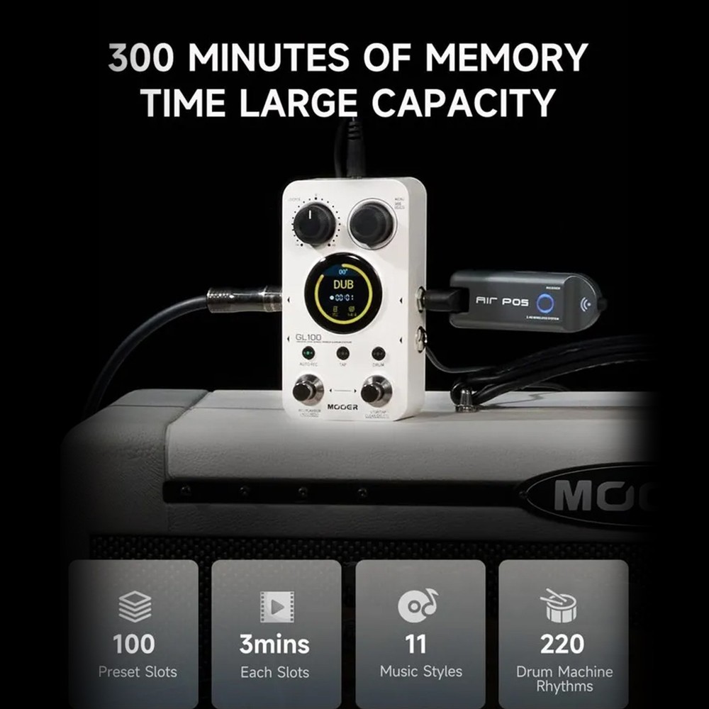 Loop Guitar Pedal Drum Machine Effect Pedal Auto Record 300 Mins w/Touch Screen