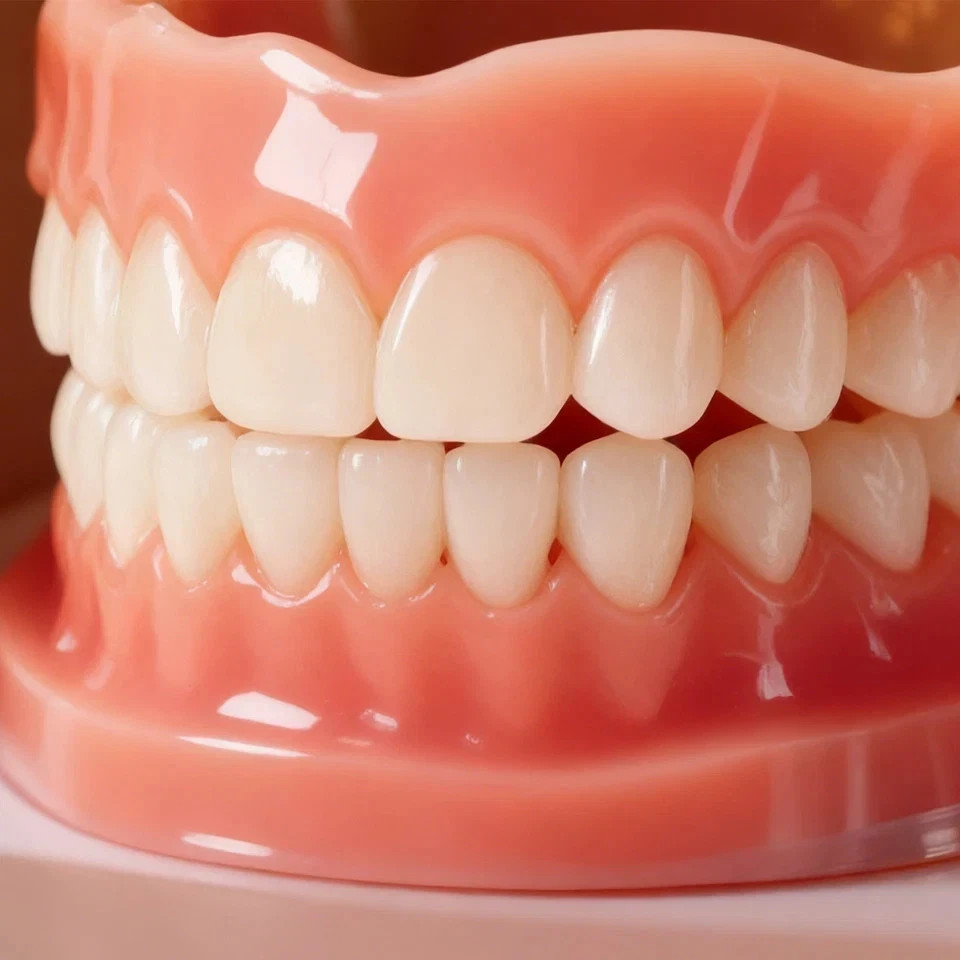 Full Denture Set Upper Lower False Teeth for Men Women Dental Replacement