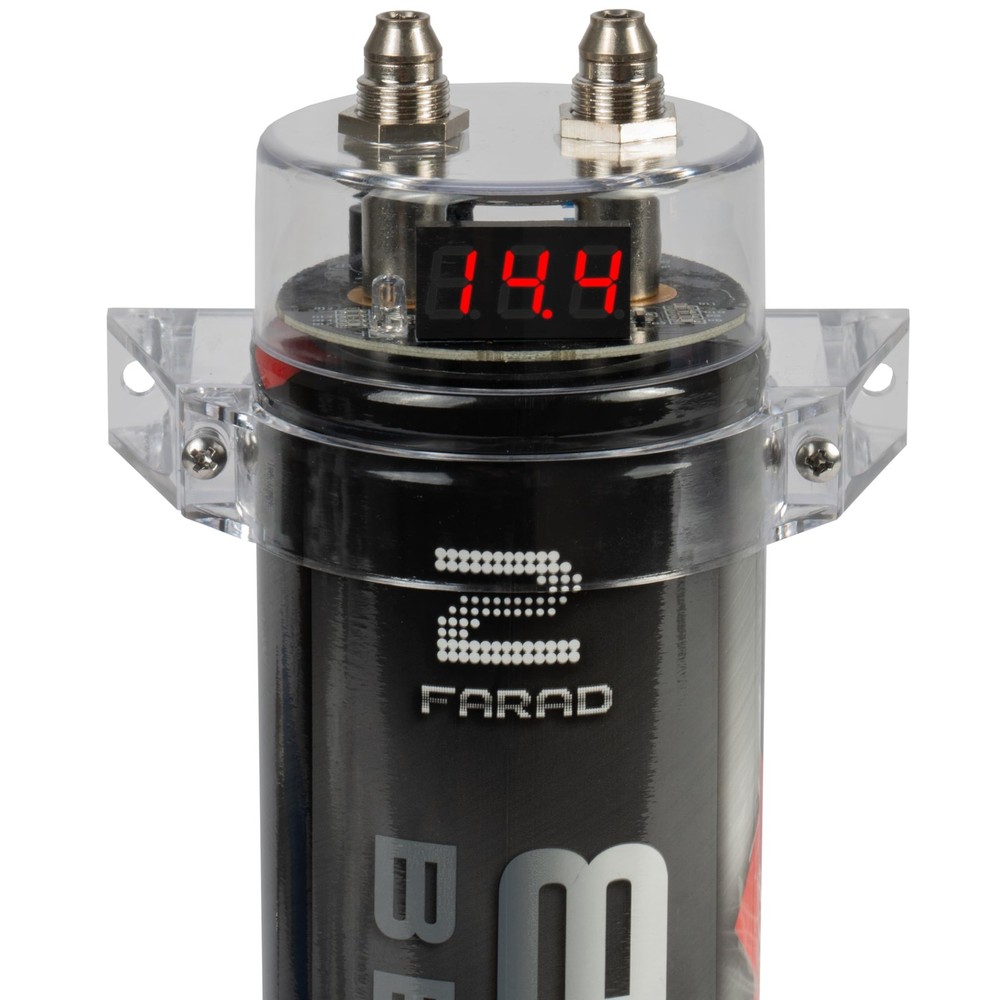 2.0 Farad Power Capacitor For 2000 Watts Systems With Voltage Display And Bra...