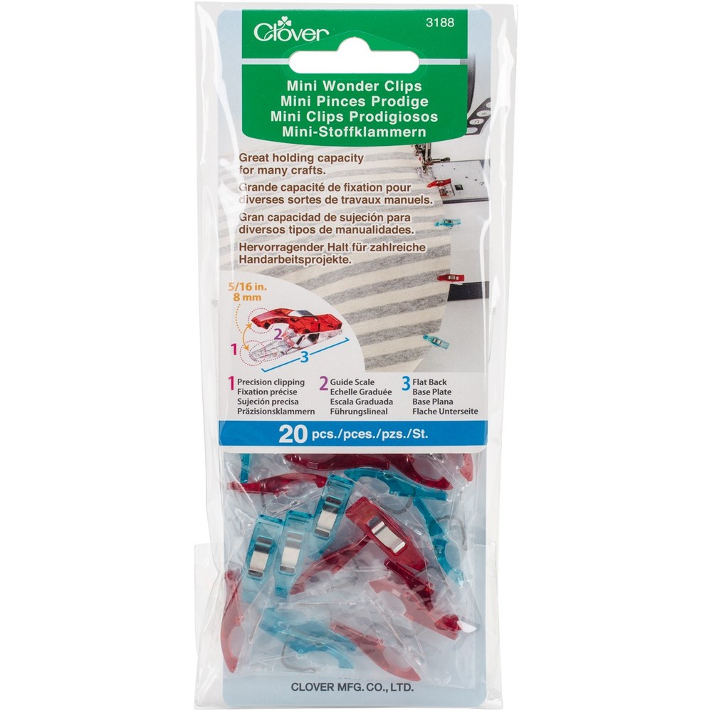 Clover 3188 Mini Wonder Clips-Red & Blue 20/Pkg