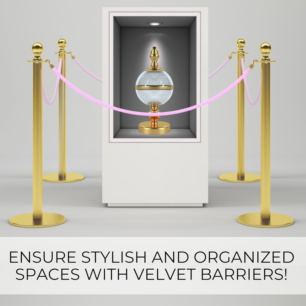 4 PCS Light Pink VIP Ropes Posts Twisted Snap Hooks Queue Crowd Control Stand