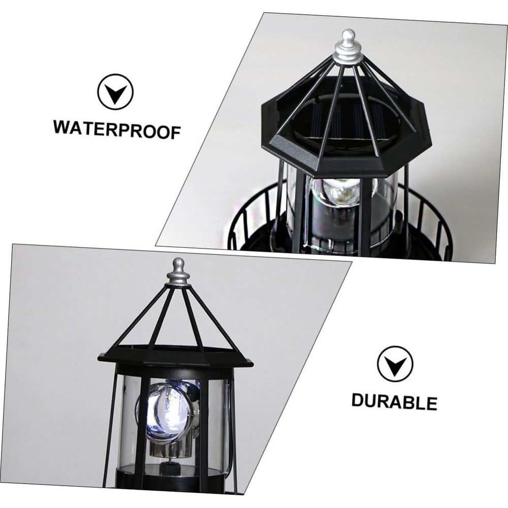 DOITOOL LED Solar Powered Rotating Lighthouse Outdoor Courtyard Solar Hanging...