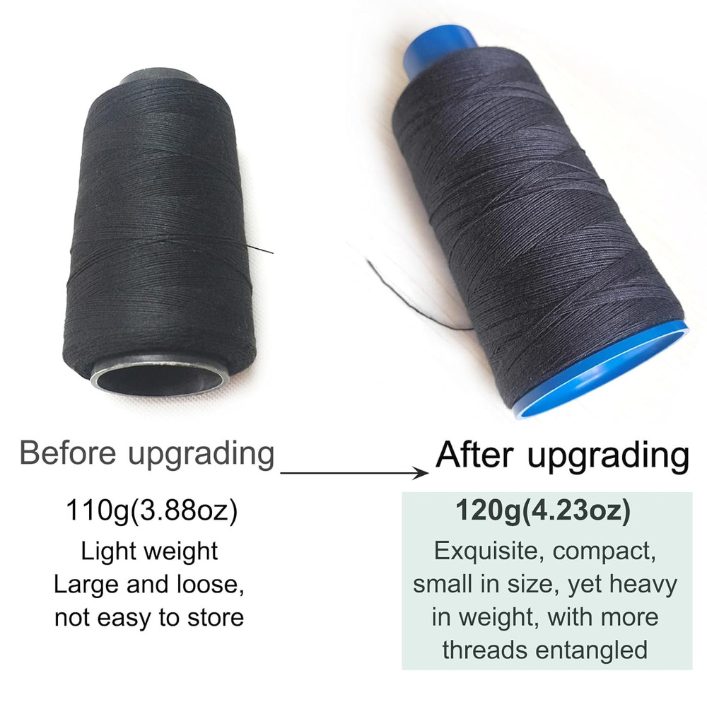 Professional Thick Weaving Thread 100% Polyester Black for Making Wig Sewing Hai