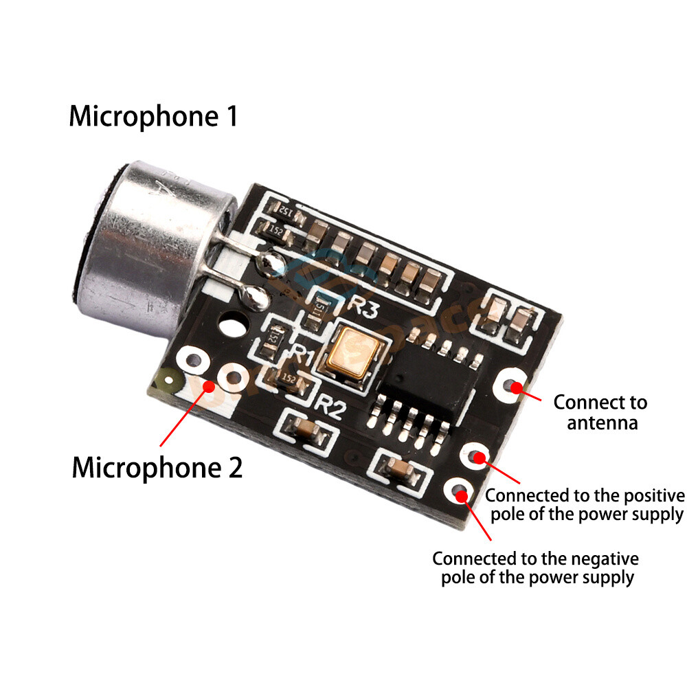 Wireless Microphone MIC FM 10dBm Transmitter Module Support Dual-channel Stereo