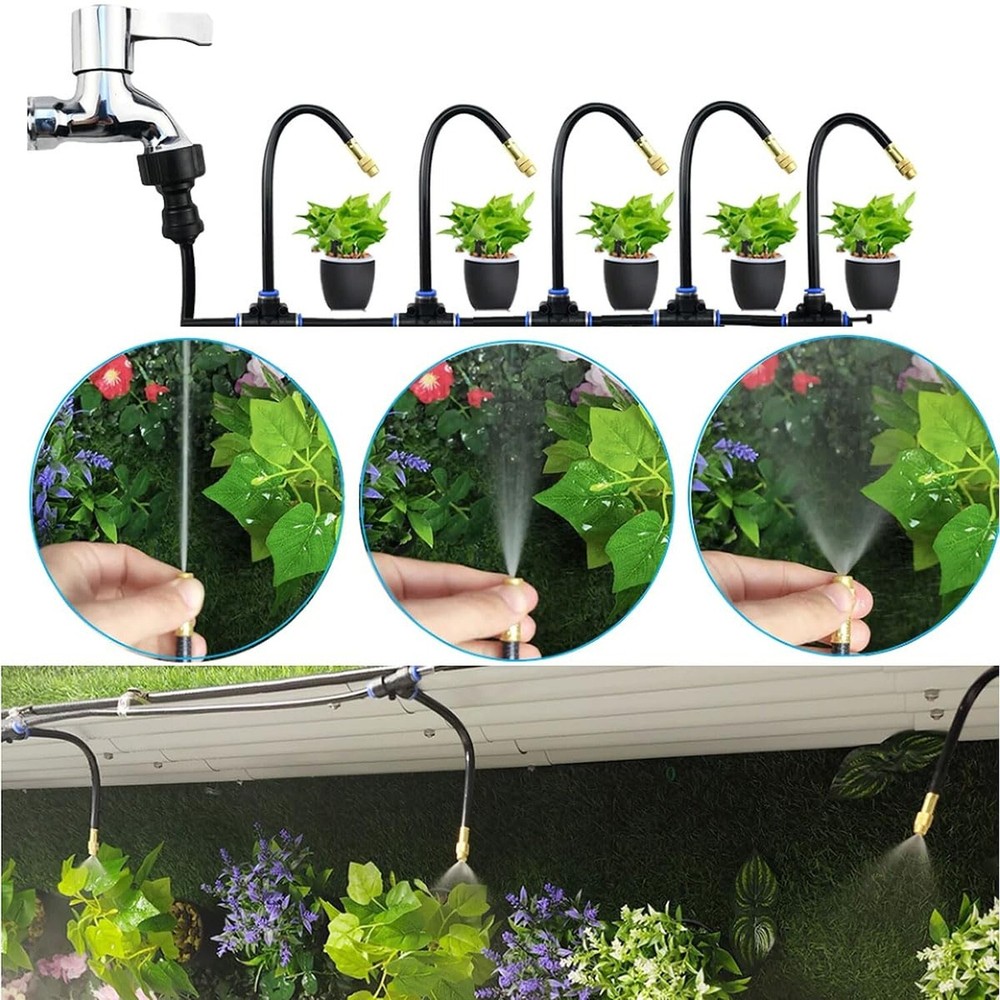 Mist Cooling Automatic Irrigation System-Misting System 33FT Misting Line & 1...