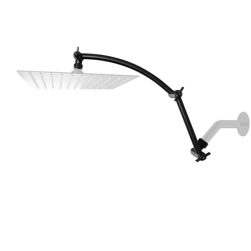 All Metal 16'' Shower Head Extension Arm Solid Brass Angle Adjustable Shower Arm