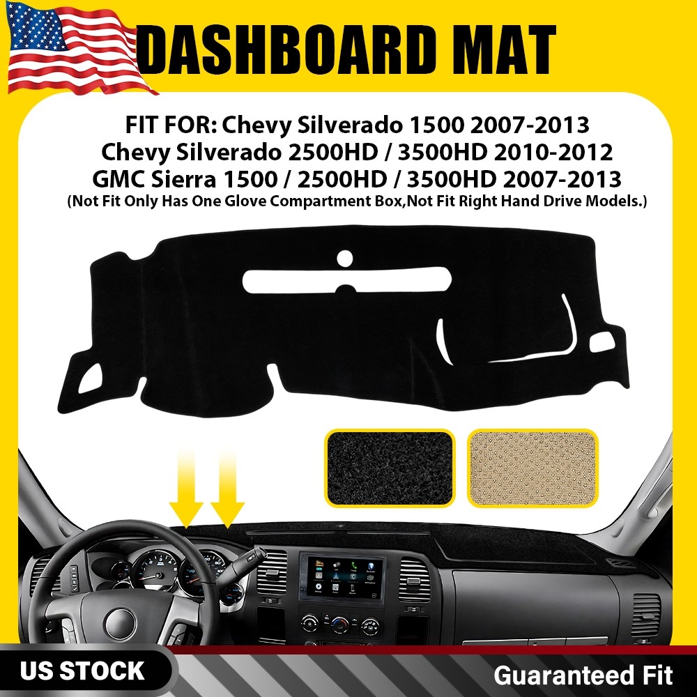Dashboard Dash Board Cover Mat Carpet For 2007-2013 Chevrolet Silverado Black