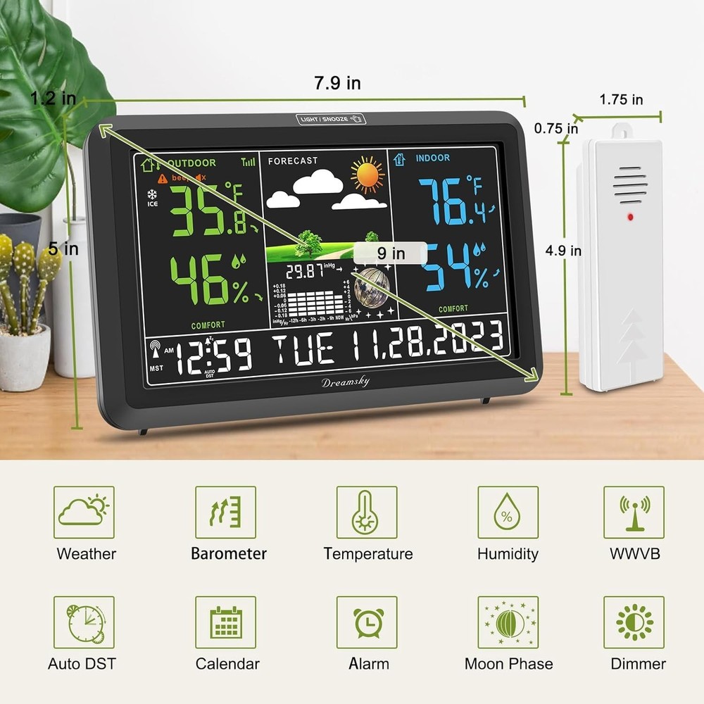 Large Display Wireless Indoor Outdoor Thermometer with Atomic Clock Precision