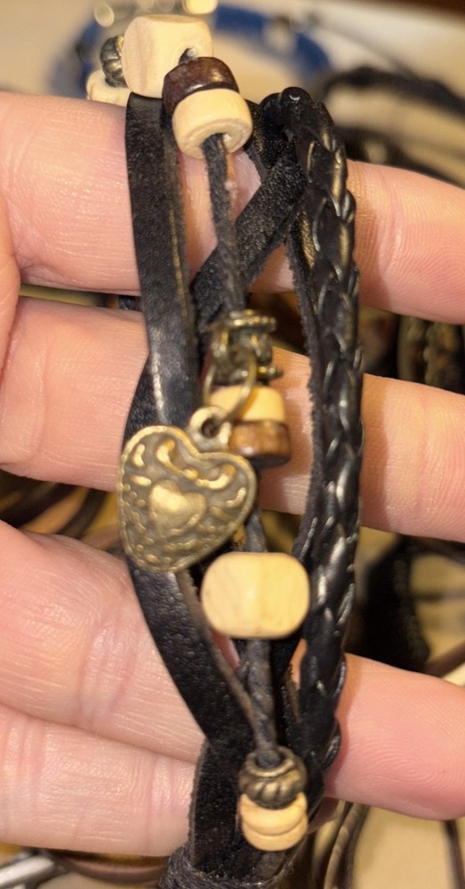 17 Leather /vegan Leather Pull Close Braclets Variety Pack