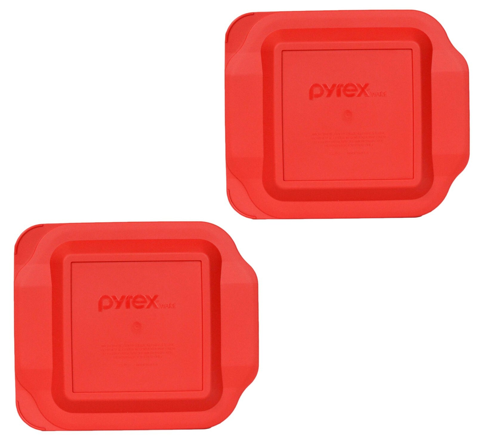 Pyrex 222-PC 8x8" Storage Plastic Lid Cover Red 2 Pack New for Glass Baking Dish