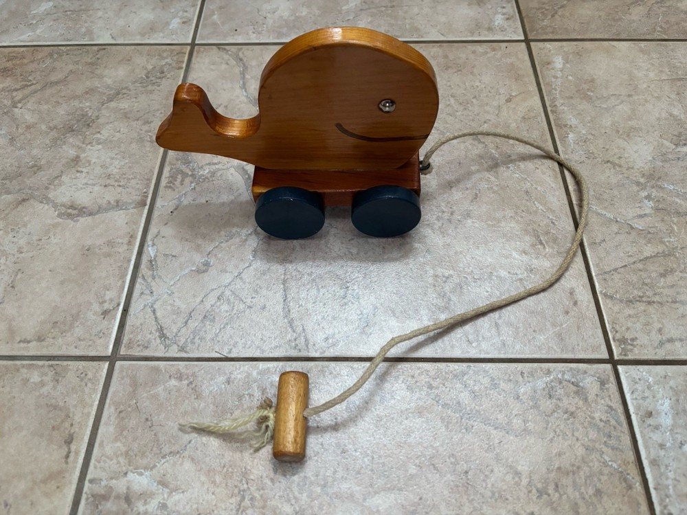 Hand Crafted on Cape Cod Wood Whale Pull Toy