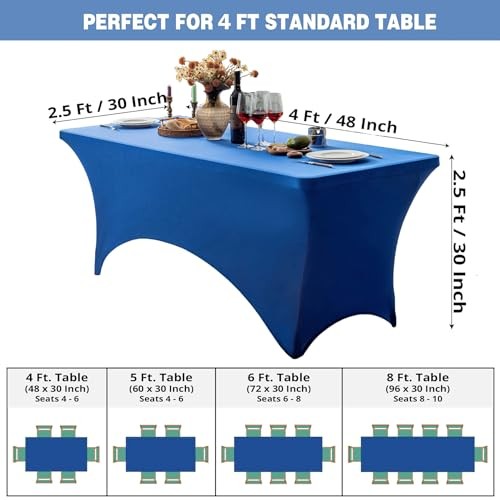 4ft Fitted Rectangle Tablecloth with 48" x 24" (Rectangular) Royal Blue
