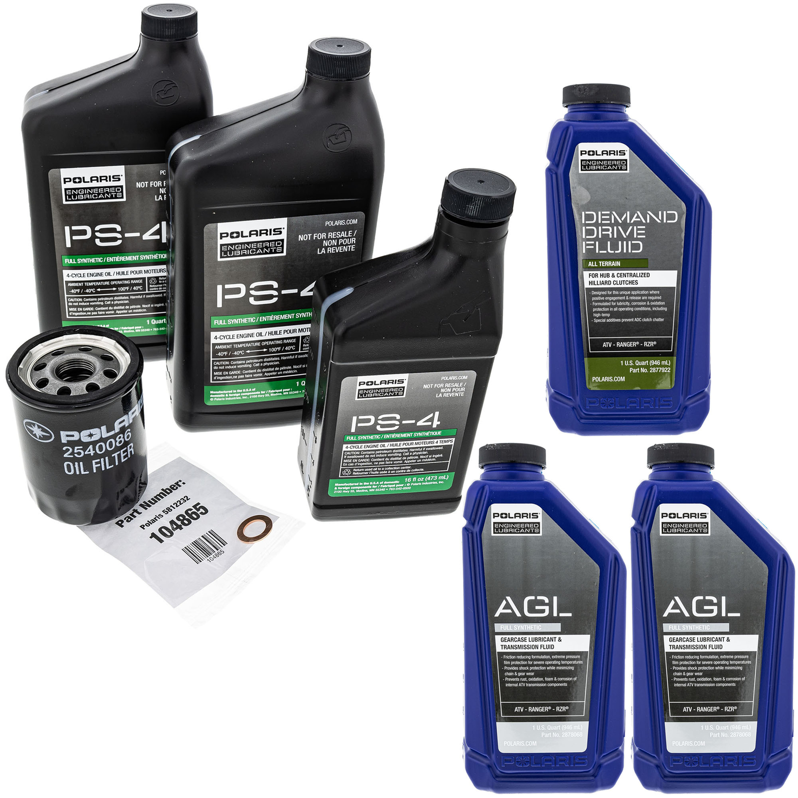 Polaris PS-4 Full Service Oil Change Kit RZR Ranger General XP 900 1000 Crew 4