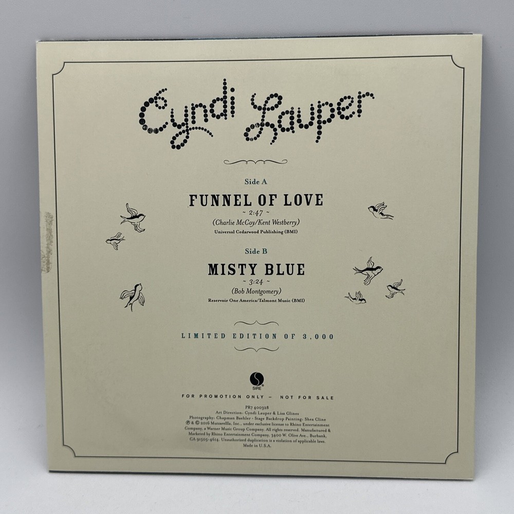 Cyndi Lauper Funnel of Love Signed Autograph 7" Pink Vinyl Record Promo 2016