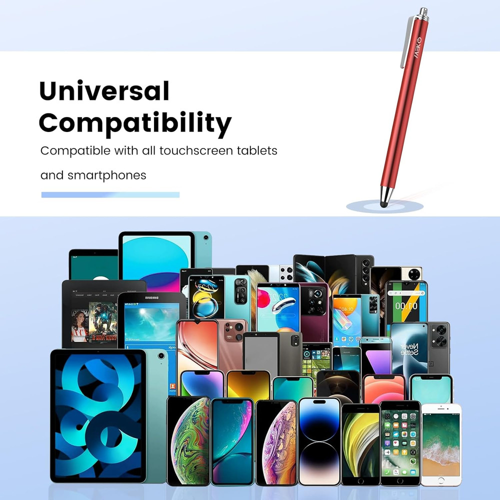 Stylus Pens for Touchscreens, 10 Pack Thin Rubber Tip Stylus Replaceable Tip Fea