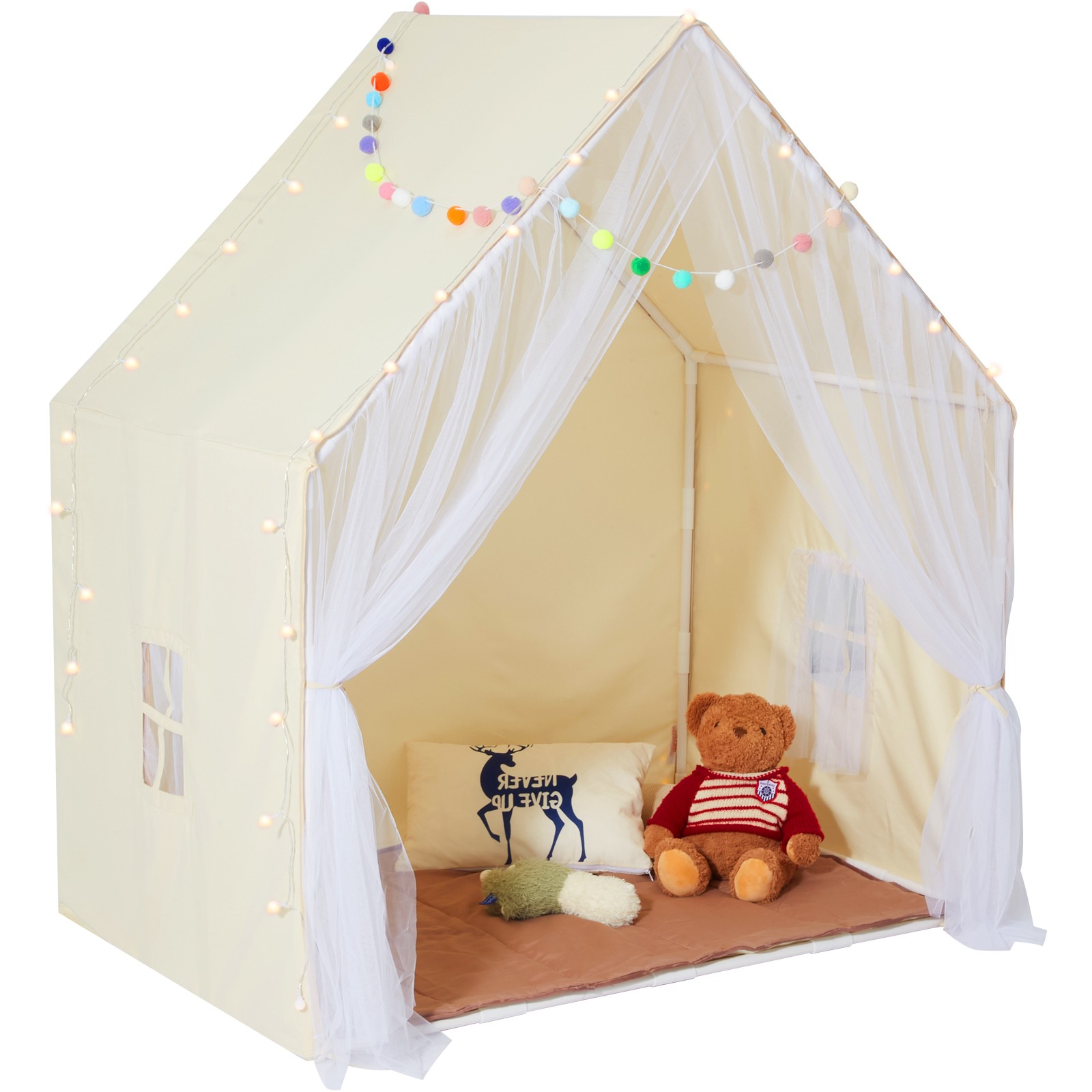 Kids Play Tent Kids Tent for 1-5 Years Old Yurt Toddler Tent with Mat Lamp