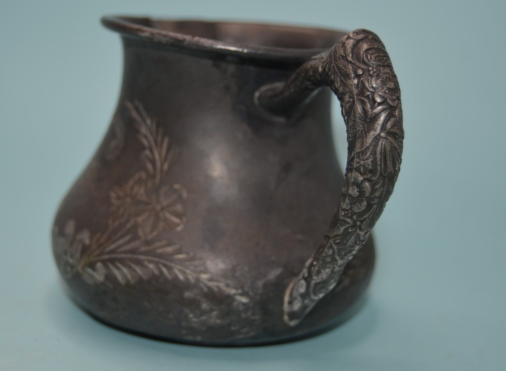 old E.G .WEBSTER & SONS Quadruple Silverplate Cream PITCHER tarnished