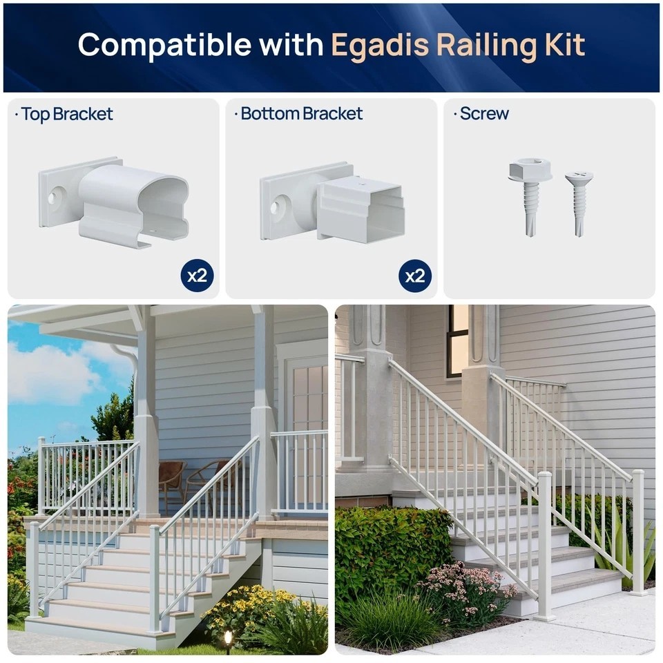 4 Pack Aluminum Deck Railing Bracket Connector, Adjustable Railing Bracket, W...